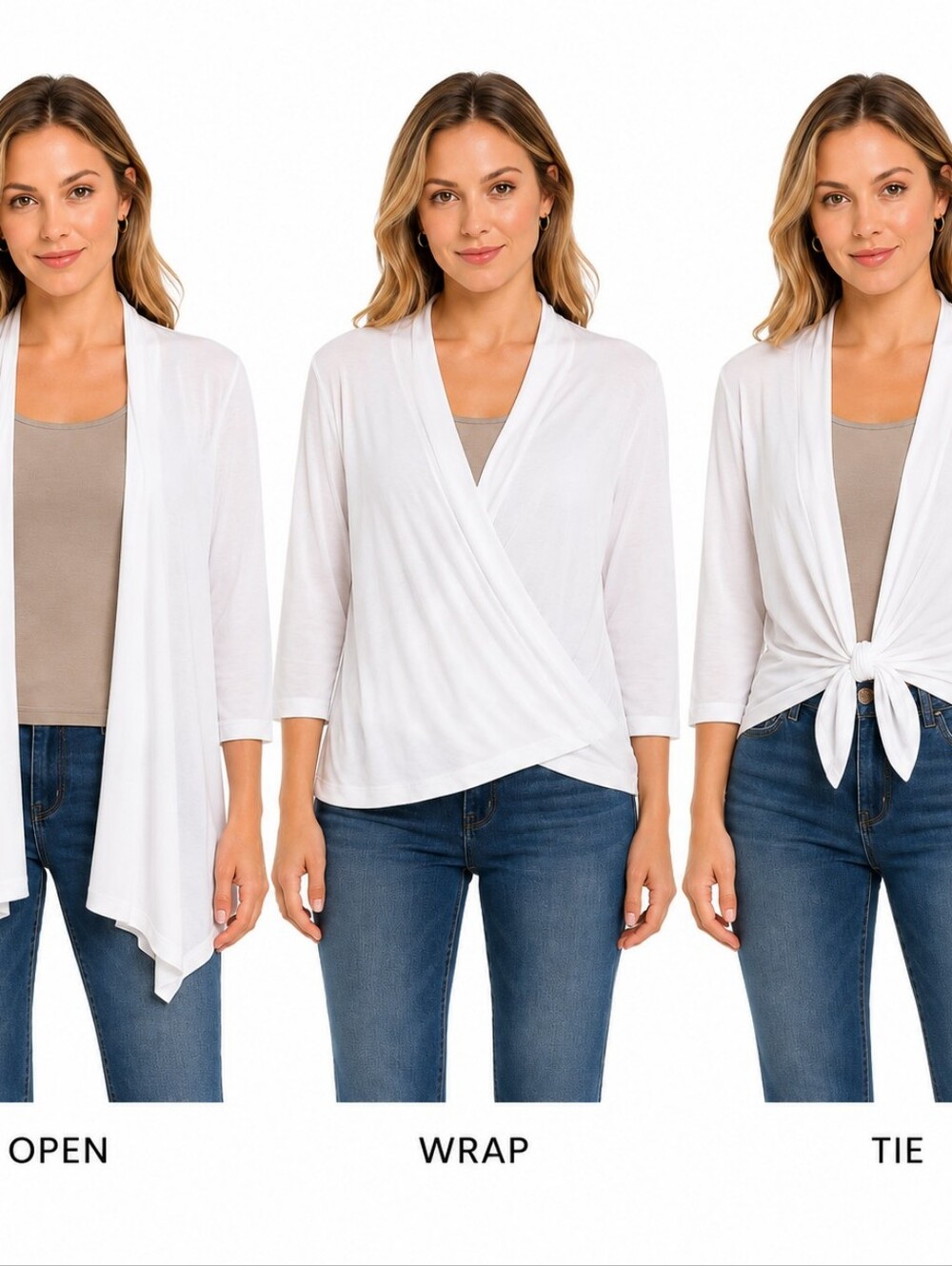 Susan Graver Everyday 2X NEW White Signature Shrug Cardigan Wrap Tie Open Front
